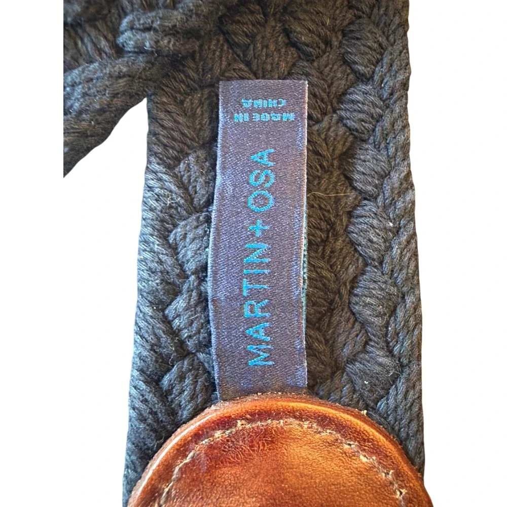 Martin + Osa Belt Navy Blue Woven Cotton Leather O-Ring Small Braided Nautical